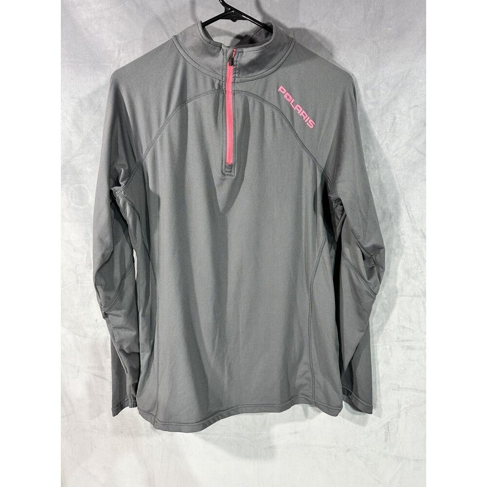 Polaris Snowmobile Sweatshirt Womens Large Black Red 1/4 Zip Fleece